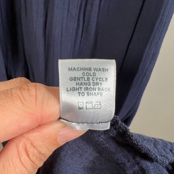 Xirena Rumi Midi Maxi Dress Size Small Navy Blue Gauze Vacation Lagenlook - Picture 12 of 12